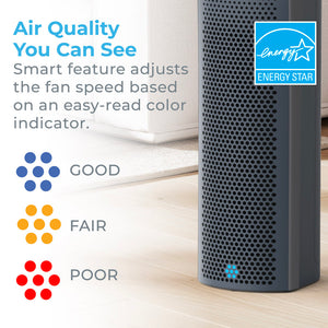 PureZone™ Elite 4-in-1 True HEPA Air Purifier, Graphite| Air Quality You Can See
