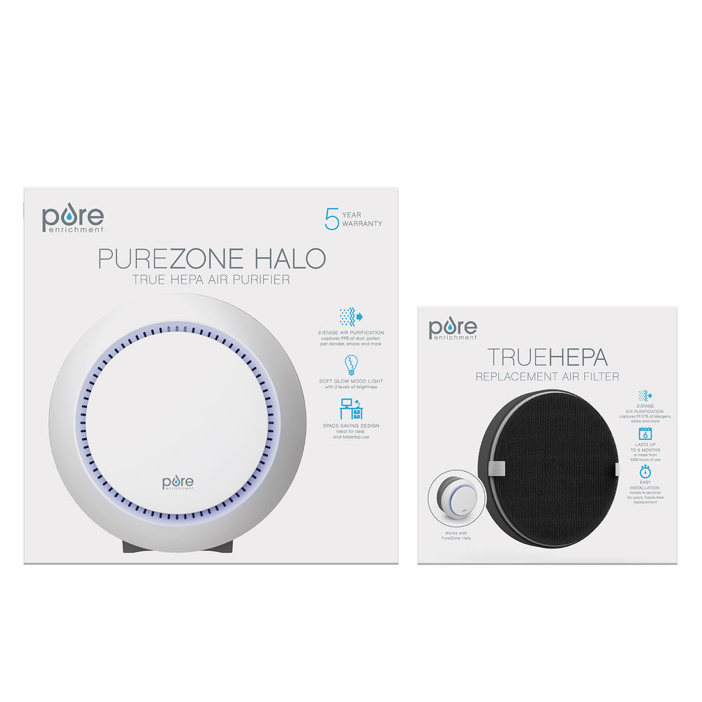 Load image into Gallery viewer, PureZone™ Halo True HEPA Air Purifier &amp; Replacement Filter Bundle