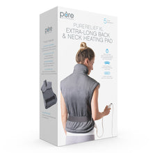 Load image into Gallery viewer, PureRelief® XL Extra-Long Back &amp; Neck Heating Pad, Gray. Packaging Image.