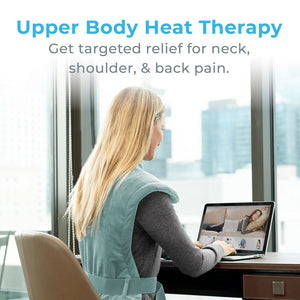 PureRelief® XL Extra-Long Back & Neck Heating Pad, Sea Glass. Upper Body Heat Therapy.
