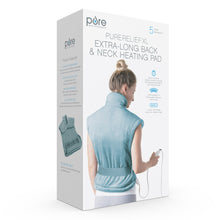 Load image into Gallery viewer, PureRelief® XL Extra-Long Back &amp; Neck Heating Pad, Sea Glass. Packaging Image.