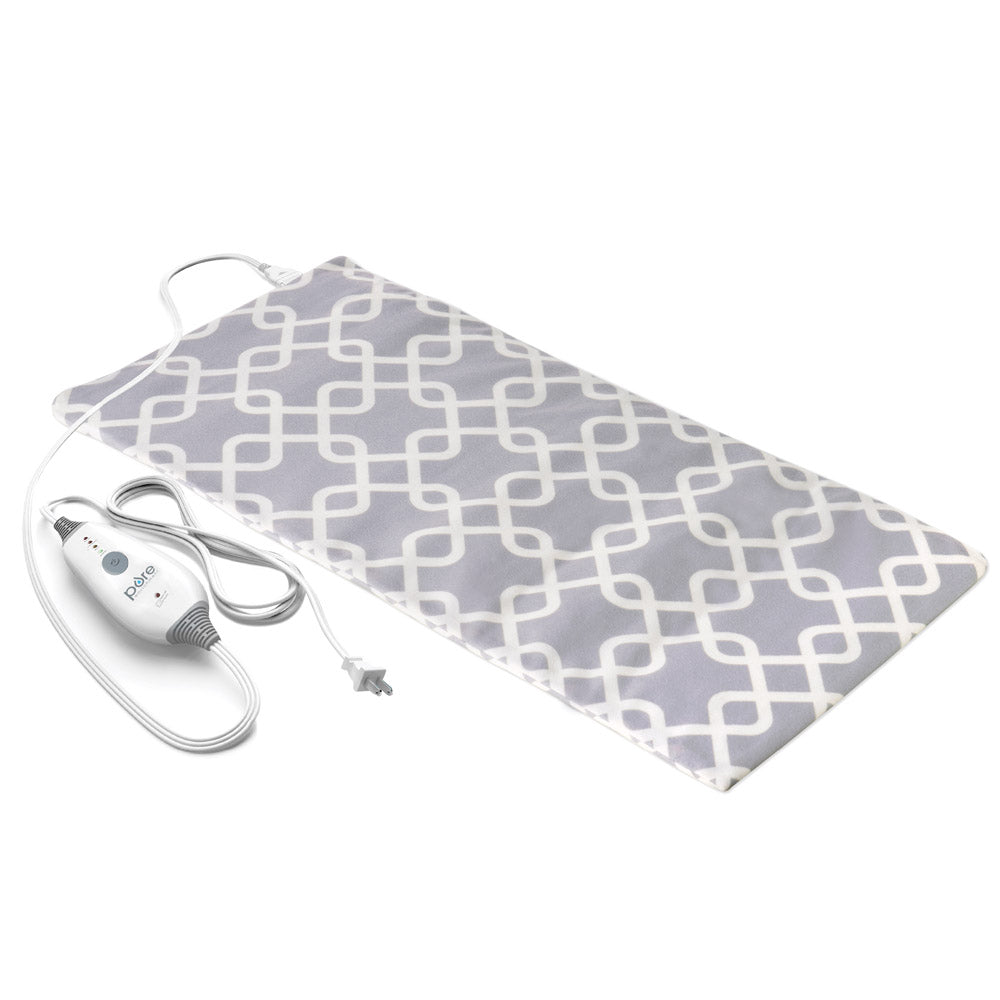 Load image into Gallery viewer, PureRelief™ Express Designer Series Heating Pad 12&quot; x 24&quot; | Gray Trellis