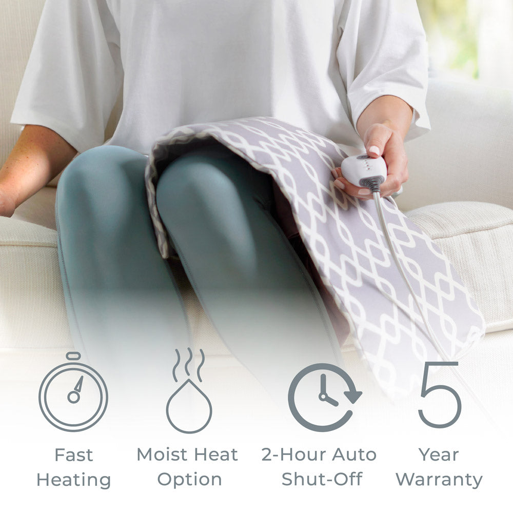 Load image into Gallery viewer, PureRelief™ Express Designer Series Heating Pad 12&quot; x 24&quot; | Gray Trellis