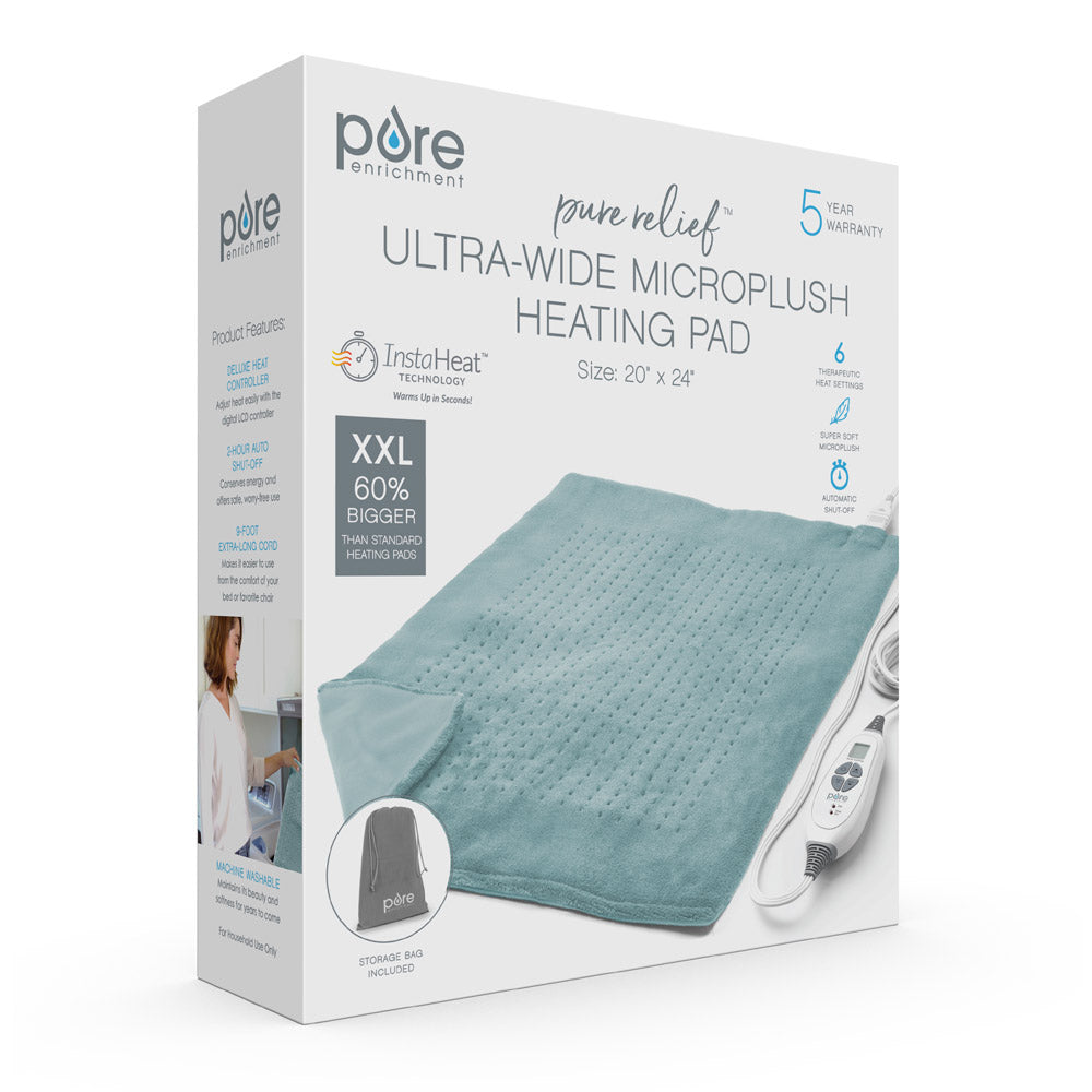 Load image into Gallery viewer, PureRelief™ XXL Ultra-Wide Microplush Heating Pad | Sea Glass