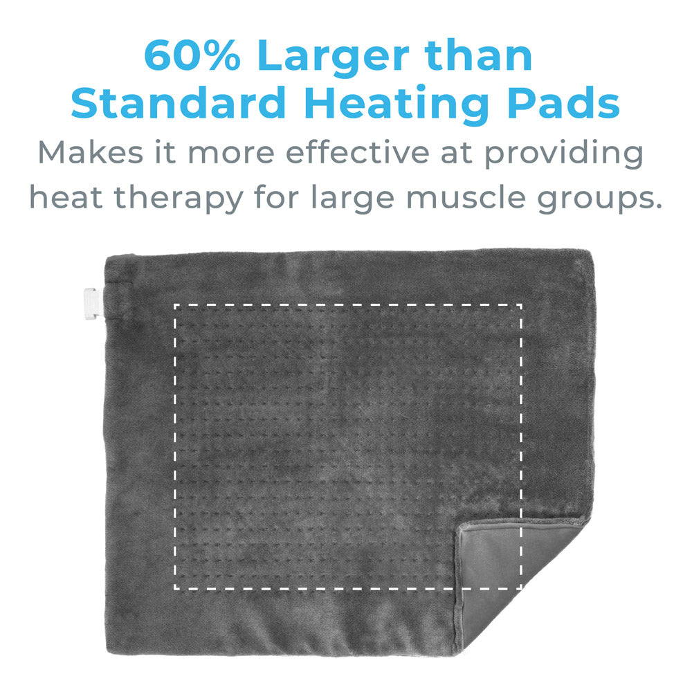 Load image into Gallery viewer, PureRelief™ XXL Ultra-Wide Microplush Heating Pad | Gray