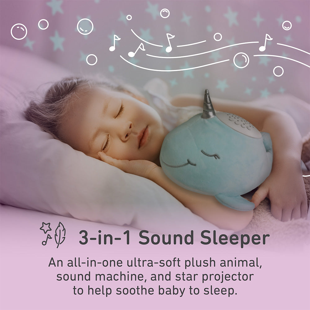 Load image into Gallery viewer, PureBaby® Sound Sleepers Sound Machine and Star Projector - Narwhal | Pure Enrichment®