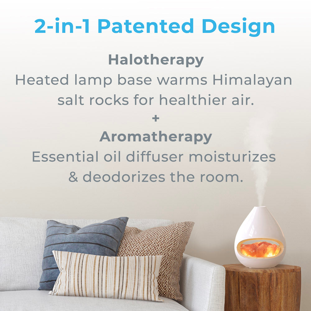 Load image into Gallery viewer, PureGlow™ Crystal Himalayan Salt Rock Lamp &amp; Essential Oil Diffuser | White
