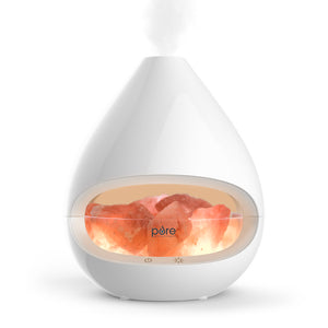 PureGlow™ Crystal Himalayan Salt Rock Lamp & Essential Oil Diffuser | White