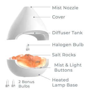 PureGlow™ Crystal Himalayan Salt Rock Lamp & Essential Oil Diffuser | White