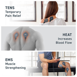 Tens Unit Muscle Stimulator Electric Heating Pads Back Pain Relief Therapy  Combo